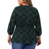 Agnes Orinda Women's Plus Size Plaid Button Decor V Neck 3/4 Sleeve Shirt Casual Tunic Blouse - 4 of 4