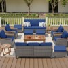Buenhomino 13-Piece Outdoor Patio Set – 4 Single Chairs, 2 Sofas, 2 Side Tables, 4 Ottomans & Coffee Table, Wicker with Cushions, Beige - 2 of 4