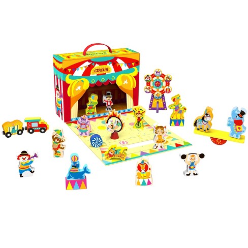 Toysters Wooden Roleplay Circus Playset Educational Toy With Figures And Animals