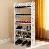 KTMBDW 5/6-Tier White Hollow Carved Shoe Rack - Wood-Plastic Board Storage Organizer - Narrow Entryway Boots Display Holder - 2 of 4