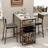 Dining Table Set for 2, High Top Bar Table and Chairs Set, Open Storage Shelves, Built-in Cup Holder & Wine Rack, for Small Kitchens, Apartments - 4 of 4