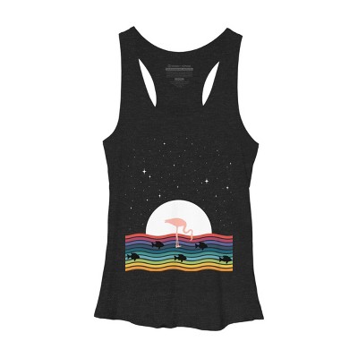 Women's Design By Humans Colorful Flamingo Starry Night By Maryedenoa Racerback Tank Top