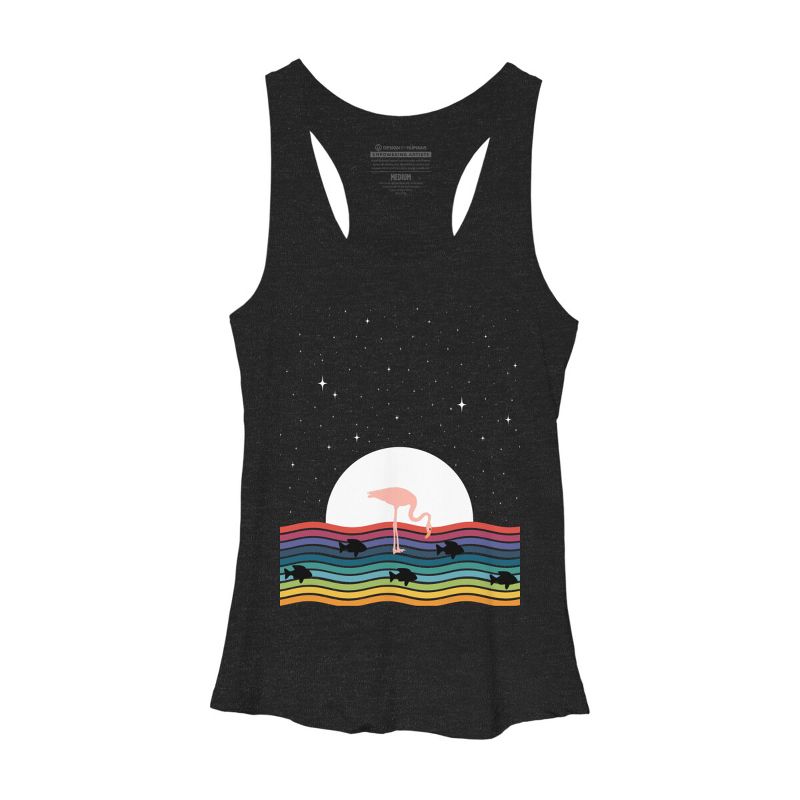 Women's Design By Humans Colorful Flamingo Starry Night By Maryedenoa Racerback Tank Top, 1 of 3