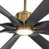 70" Possini Euro Design Defender Modern Indoor Outdoor Ceiling Fan with Dimmable LED Light Remote Soft Brass Matte Black Damp Rated for Patio Exterior - image 3 of 4