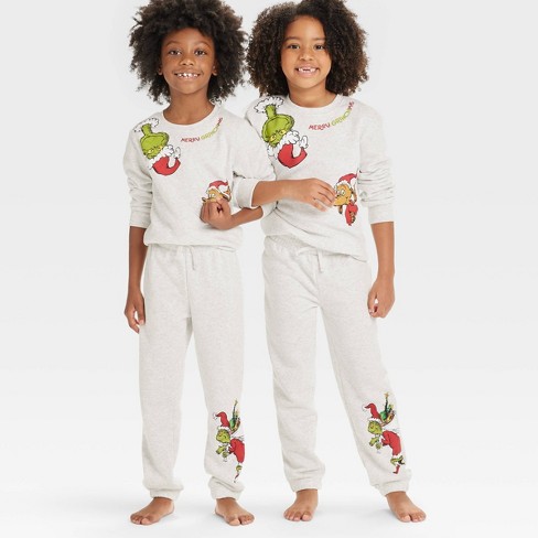 Kid's Loose Pants Ivory Cotton-Blend Fleece