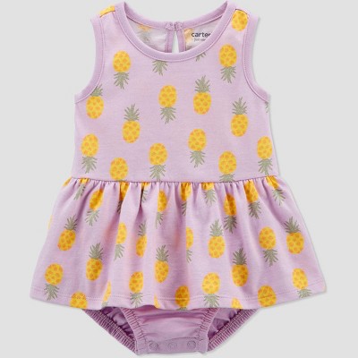 Image of Carter's Just One You® Baby Girls' Pineapple Romper - Purple/Yellow 3M