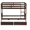 NicBex Twin over Twin Bunk Bed Wooden Bed Frame with 2 Drawers, Ladder and Full Length Guardrail, Space Saving, No Box Spring Required - 3 of 4
