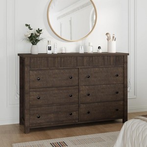 6/7 Drawer Dresser w/ Fluted Design, Wood Chest of Drawers, TV Stand Organizer for Bedroom - 1 of 4