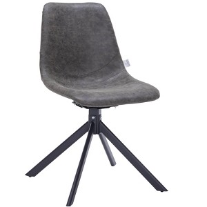LeisureMod Markley Modern Leather Swival Dining Chair With Metal Legs - 1 of 4
