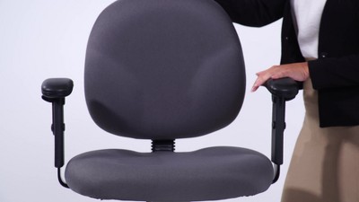 Black Ergonomic Fabric Drafting Stool with Adjustable Arms