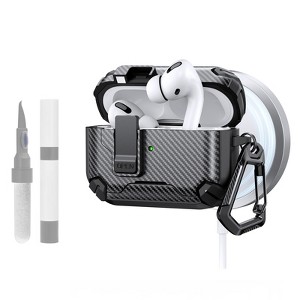 HTUTWOO AirPods Pro 2nd/1st Generation Case Cover with Magnetic Automatic Lock, Phone Stand and Cleaning Kit Compatible with Magsafe - 1 of 4