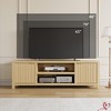 Modern Fluted TV Stand for 80 inch, 70" Wide Walnut Entertainment Center with Adjustable Shelves, Modern TV & Media Cabinet 2-Tier Storage - 4 of 4