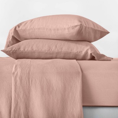 Full 100% Washed Hemp Solid Sheet Set Blush - Casaluna™