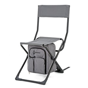Arrowhead Outdoor Multi-Function 3-in-1 Compact Camp Chair: Backpack, Stool & Insulated Cooler, w/Bottle Holder & Storage Bag, Hiking (Granite Grey) - 1 of 4