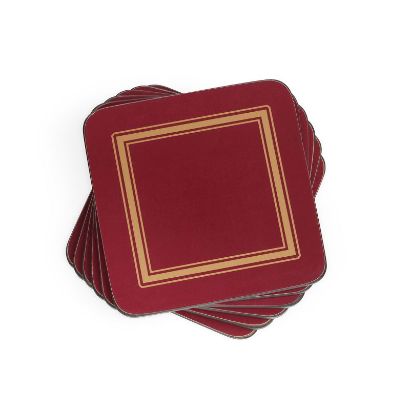 Pimpernel Classic Burgundy Coasters Set of 6 - 4.25" Square, 1 of 5