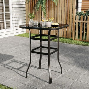 Outdoor Bar Table, Square Patio Table Tempered Glass, Outdoor Bistro Tables for Hot Tub, Balcony, Garden, Patio, Poolside, Lawn, Backyard - 1 of 4
