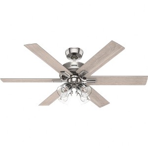 Hunter Fans 52" Fonthill Lighted Ceiling Fan Brushed Nickel with 6 Light Gray Oak Blades and Handheld Remote Control - 1 of 1