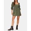 EXLURA Womens Square Neck Dress Long Puff Sleeve A-Line Casual Short Mini Dresses - 2 of 4