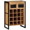 vidaXL Solid Mango Wood Wine Rack, Industrial-Style Freestanding Wine Storage for 16 Bottles, Durable with Powder-Coated Iron, Brown - 2 of 4
