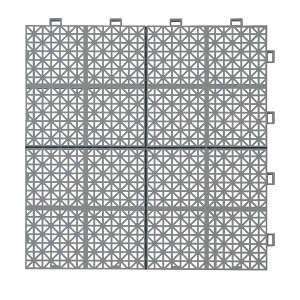 Vynxaria 12 Piece Set of 12x12 Gray Interlocking Plastic Tiles with Rose Pattern, Waterproof Slip Resistant for Patio, Bathroom, etc. - 1 of 4
