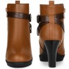 Perphy Women's Platform Side Zip Block Heel Cross Strap Buckle Ankle Boots - 2 of 4