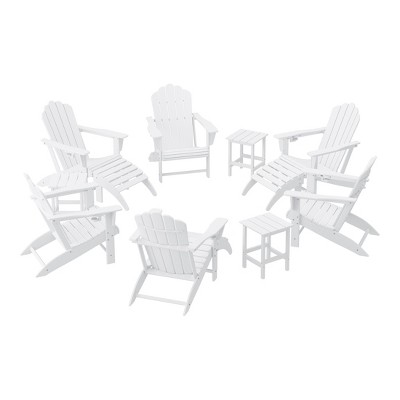WestinTrends Highland 12-Piece HDPE Outdoor Patio Furniture Adirondack Chair Conversation Table Set