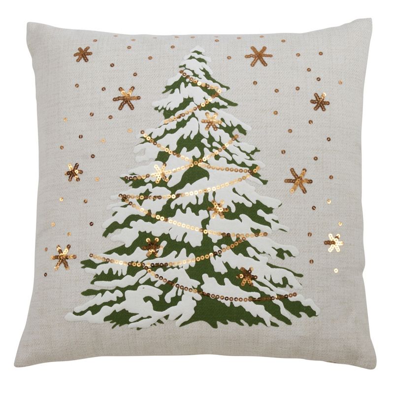 Saro Lifestyle Christmas Tree Throw Pillow With LED Lights, 1 of 7