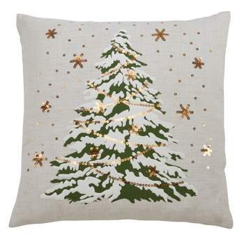 Saro Lifestyle Christmas Tree Throw Pillow With LED Lights