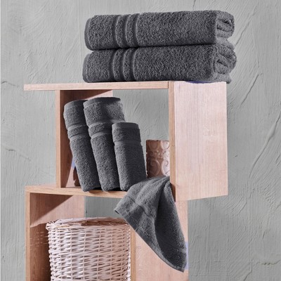 Coral Orange 6-Piece Turkish Cotton Bath Towel Set