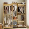 Artloge Heavy Duty Bamboo Clothes Rack Organizer,Freestanding Garment Rack with Hanging Rails,Shelves&Hanger, Clothes Shoes Organizer for Bedroom - 2 of 4