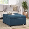 VYNXARIA Ottomans and Benches - 35"x35"x18.5" Navy Blue Storage Ottoman with Waffle Tufting - 4 of 4