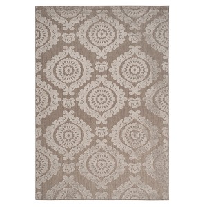 Taupe Medallion Loomed Accent Rug 4
