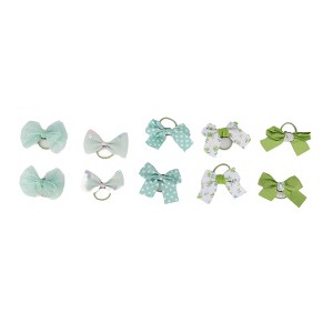 Unique Bargains Women's Fashion Cute Solid Color Floral Hair Ropes Green 10 Pcs - 1 of 3