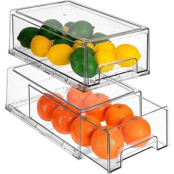 3 Pack Stackable Refrigerator Organizer Bins with Pull-out Drawer - On Sale  - Bed Bath & Beyond - 37422258