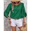 Coolmee 3/4 Length Sleeve Womens Tops Ruffles Sleeve T Shirts Crew Neck Dressy Casual Tunic Blouses - 4 of 4