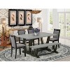 HomeStock 6-Piece Rectangle Natural Oak Finish Solid Wood Top Dining Table with 1-Bench, 4 Upholstered-Chairs - 2 of 4