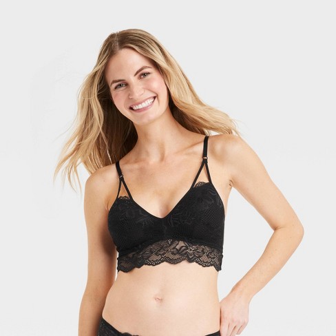 Women's Fishnet Lace Bralette - Auden™ Black M : Target