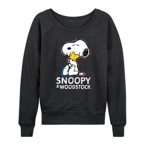 Women's - Peanuts - Snoopy And Woodstock Lightweight French Terry Slouchy - 1 of 4