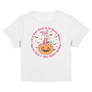 Juniors Winnie the Pooh Piglet Very Hard To Be Brave Pumpkin T Shirt - 1 of 3