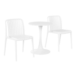 WestinTrends Playa 3-Piece Outdoor Metal Dining Table Set And Stackable Resin Patio Chairs - 1 of 4