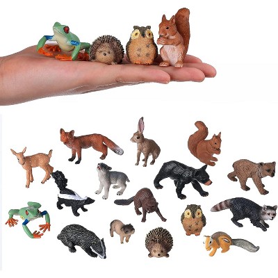 TEMI 16-Piece Forest Animal Figurines Set, Realistic Woodland Baby Animals for Educational Play and Decor