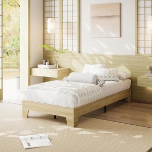 Acekool Platform Wood Bed Frame, No Headboard, Storage, Wooden Metal Slats - 1 of 4