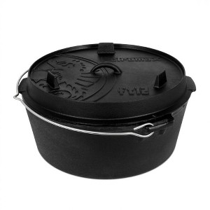 Petromax Cast Iron Dutch Oven for Cooking or Baking Outdoors Over Campfire or in the Home, Pre-Seasoned Cookware Heats Evenly, Flat Base, 11.4 Qt - 1 of 4