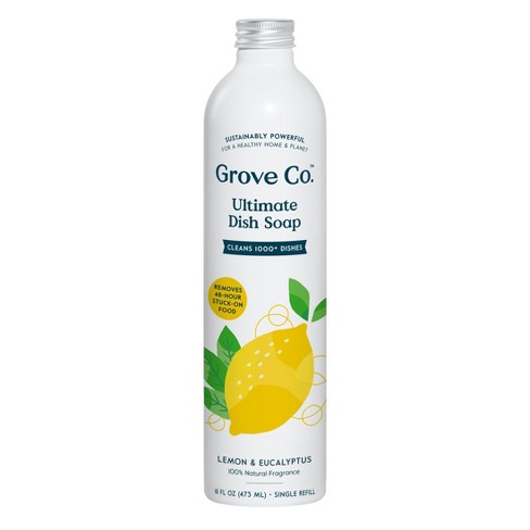 Grove Co. Lemon & Eucalyptus Ultimate Dish Soap Refill In Aluminum Bottle -  16 Fl Oz : Target