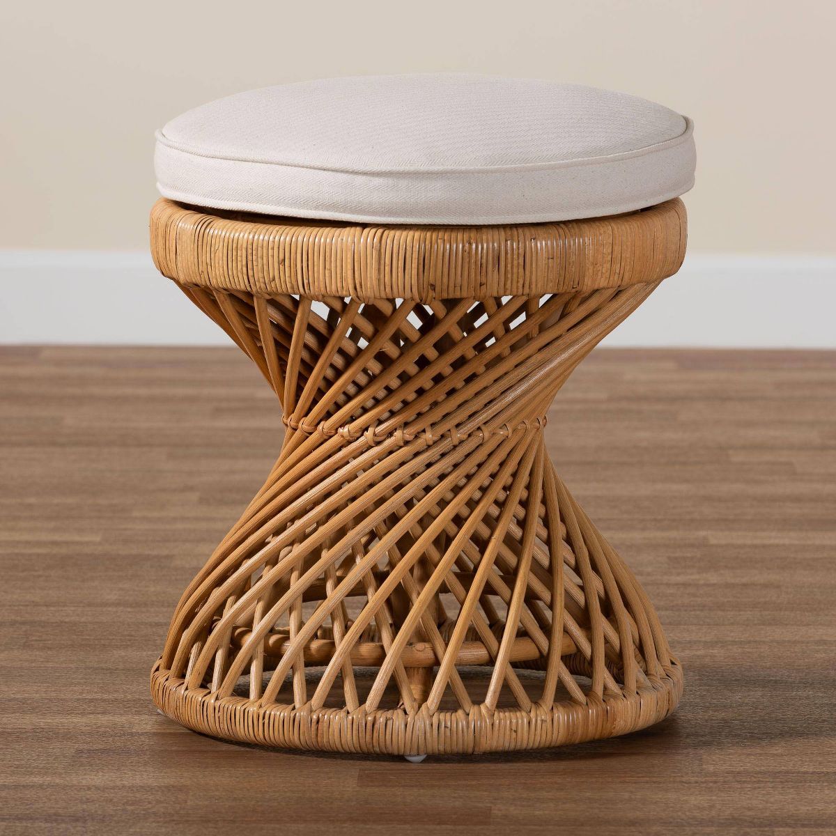 bali & pari Borneo Rattan Footstool Light Honey - thumbnail 3