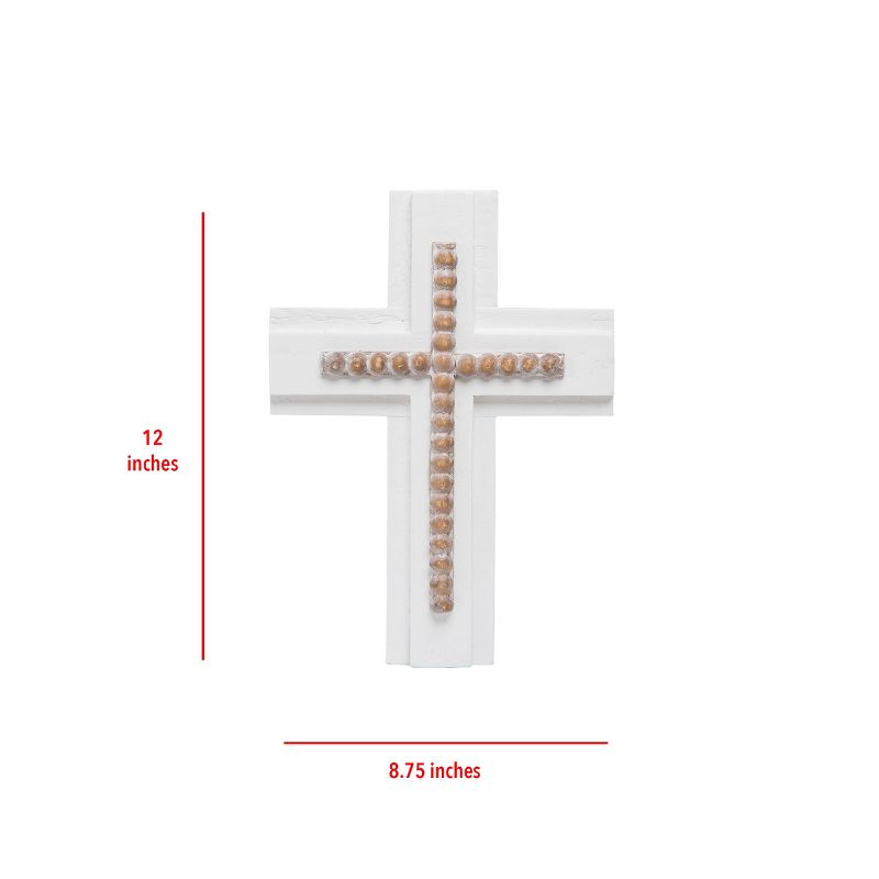 White Cross with Wood Beads Wall Décor  - Foreside Home & Garden, 5 of 7