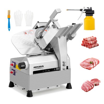 ROVSUN 550W Automatic Meat Slicer with 10" Carbon Steel Blade & Adjustable Thickness(0-17mm) for Home and Commercial