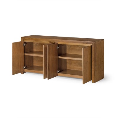 Iris Refined Brown Solid Wood Sideboard with Double Doors