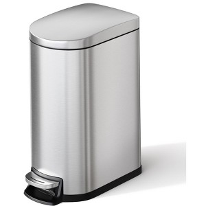 2.6 Gallon / 10 L Stainless Steel Waterproof Steel Garbage Can with Inner Bucket, Small Bathroom Trash Can with Lid Soft Close, Step Pedal - 1 of 4