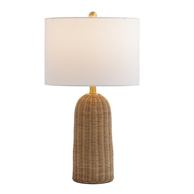 Anto Natural Rattan and White Fabric Table Lamp Set